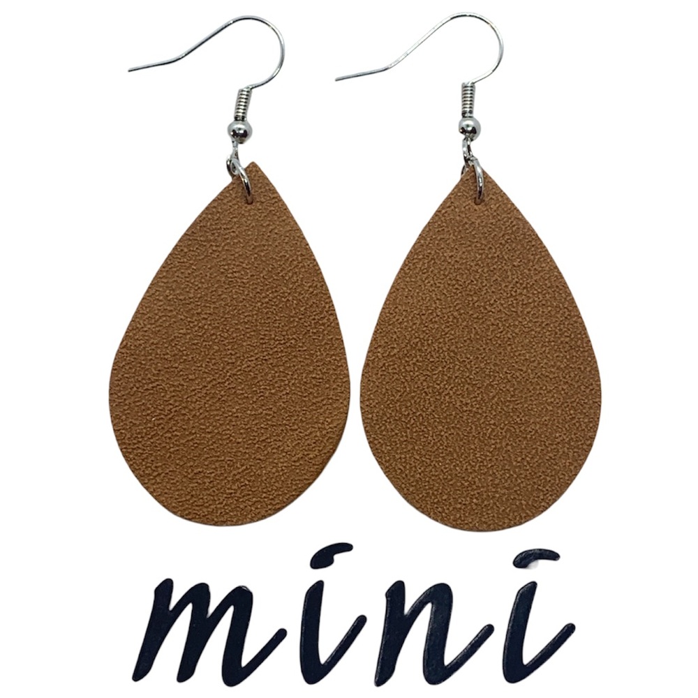 Mini Faux Leather Teardrop Earrings - Picture 1 of 4